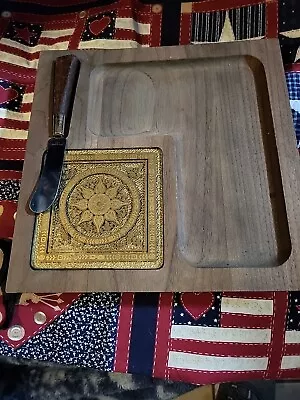 Vintage Mid Century Wooden Cheese Board Snack Tray Signed Paul Riche B4 • $40