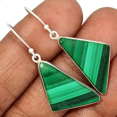 Natural Malachite - Congo 925 Sterling Silver Earrings Jewelry CE26684 • $11.99