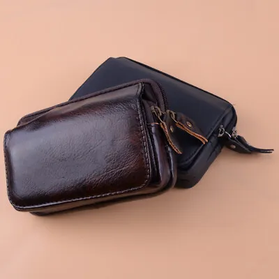 Men Leather Waist Bag Fanny Pack Wallet Purse Cell Phone Case Belt Pouch Pocket • £12.24