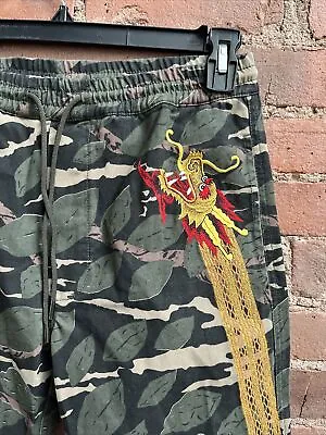 Maharishi Men’s Joggers Sz XS Camouflage 100% Organic Cotton Dragon Embroidery • $355