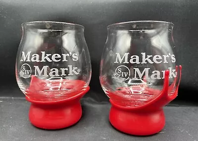 2 Maker's Mark Red Wax Dip Drink Whiskey Glasses Libbey Endessa 8oz • $15.50