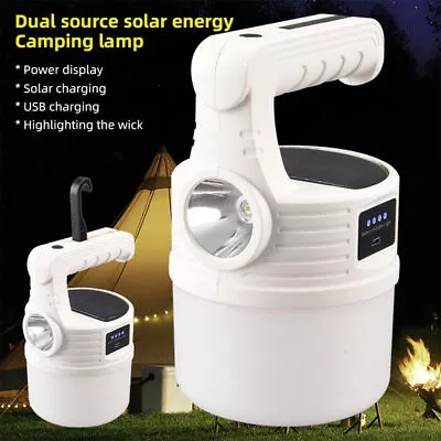 LED Portable Solar Camping Torch Night Light USB Rechargeable Lantern Tent Lamp • £3.59