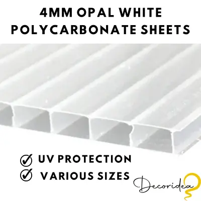 4mm Opal White Polycarbonate Roofing Sheet  UV Protection Fast Shipping • £18.96