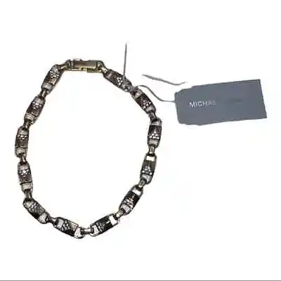 Michael Kors 14K Gold Plated Sterling Silver Pave Med Mercer Link Bracelet NWD • $99.99