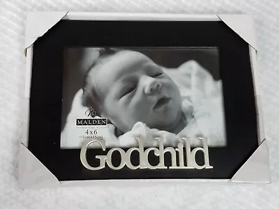 MALDEN INTERNATIONAL DESIGNS GODCHILD Photo Frame Black Silver 4 X 6 NEW • $8.49