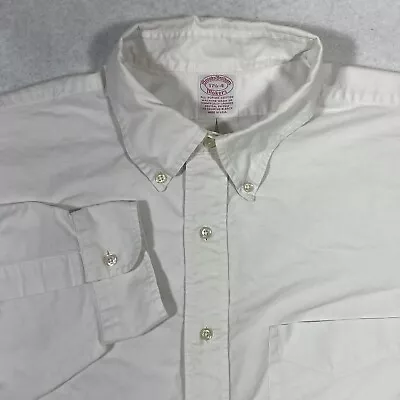 Vtg 80s Brooks Brothers Makers White Button Down Shirt Men’s 17.5-34 Made In USA • $47.95