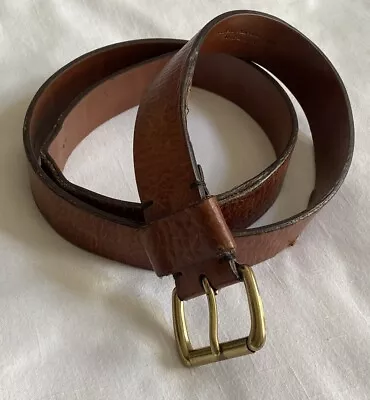 H.S. Trask Brown Authentic American Bison Leather Brass Belt - Men's 36  USA • $23.99