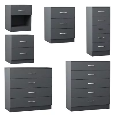 Chest Of Drawers Bedside Table Cabinet Metal Handles Bedroom Furniture Grey • £54.95