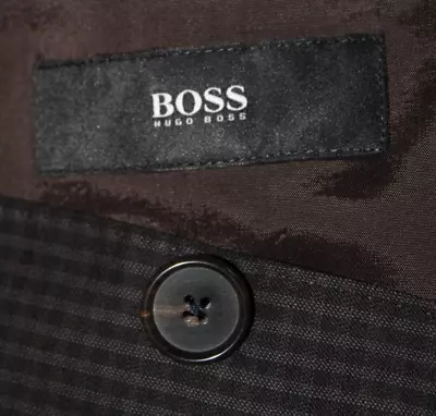 HUGO BOSS Ryan/Win Super 100 Suit Men's 42R 37W Extra Slim Fit Brown Checks Wool • $49.99