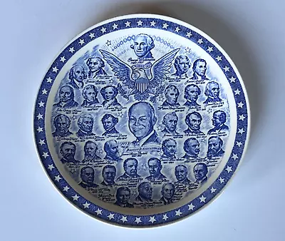 Vernon Kilns Plate ~ Our Presidential Gallery No.2 ~ 10 1/2  ~ Blue ~ VG • $15