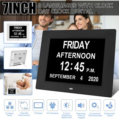 7  Digital Clock Calendar Date Clock Elderly Dementia Amnesia +Button Battery • £28.53