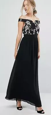 Maxi Dress Evening Long Party Cocktail Women Formal Lined Embroidered Size 12 UK • £13.99