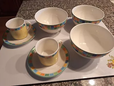 Vintage Villeroy & Boch Twist Alea Limone Set/3 Soup/2 CUPS/SAUCERS - VERY NICE • $85