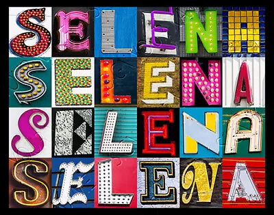 SELENA Name Poster Featuring Photos Of Actual Sign Letters • $16