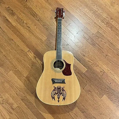 $50 • Buy First Act Acoustic Guitar (Model MG412) Early 2000s Hand Drawn Dragon Decal