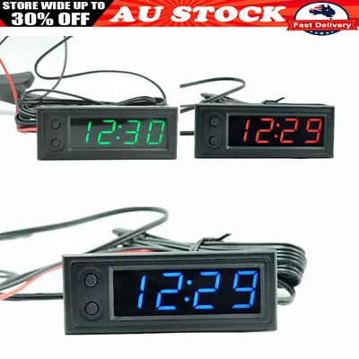 12V 3 In 1 Car Vehicle Thermometer Voltmeter Clock LED Digital Display Kit AU • $21.99