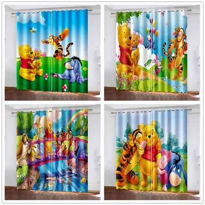 Boy Girls Winnie The Pooh Curtains Kids Blackout Curtains Drapes Ring Top Eyelet • £31.20