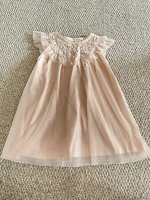 £10 • Buy Next Baby Girl Age 12-18 Months Pink And Gold Speks Dress Occasion Party Wear 