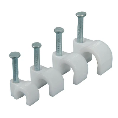 £2.99 • Buy Round Wall Cable Clips Wire Straps 6mm 8mm 10mm With Fixing Nails