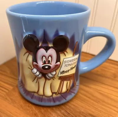 Walt Disney World Mickey Mouse  Starring Tonight  3D Coffee Mug Cup Blue • $12.99