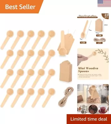 24PCS Mini Wooden Spoons With Tags & Twines - Disposable Small Spoons For Spi... • $17.99