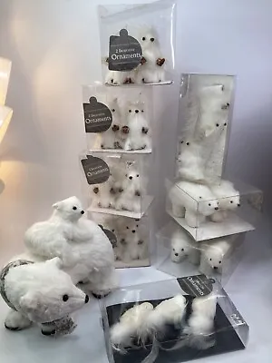 19 New Polar Bearsquirrelbird Ornament White Figurine Furry Fuzzy Glitter (G4) • $99.88