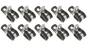 3/8  Steel Fuel Line Clamps EPDM Rubber Cushion Clamp 10pk 171006 Made In USA • $12.79