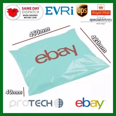 50x EBay Branded Packaging Self Seal Plastic Mailing Bags 450mm X 420mm X 40mm • £12.45