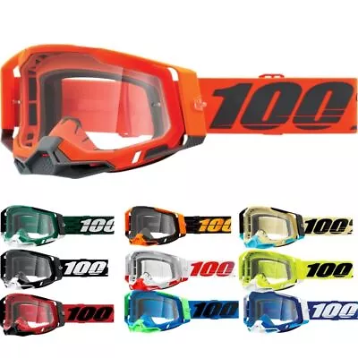 100% Racecraft 2 Clear Lens Mens Motocross Goggles • $48