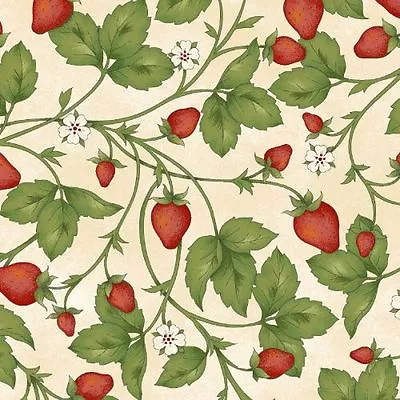 From The Farm By Maywood Studio - Ecru Strawberries   #8285-E   REDUCED PRICE • $9.80
