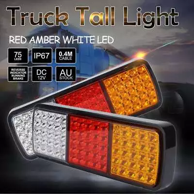 2X Waterproof 75-LED Tail Lights DC 12V Brake Reverse Trailer Truck UTE Caravan • $32.85