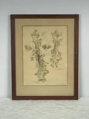 Vintage KT. Mustjaja Ubud Bali Balinese Dancers Painting Signed Framed 18.5x14.5 • $300