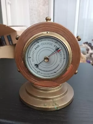 Vintage Brass And Copper Nautical Ship Wheel Barometer • £1.99