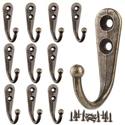 10x Vintage Coat Hooks Wall Mounted Cast Antique Hook Door Robe Clothes Hangings • £3.82