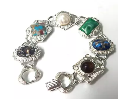 Vintage Sarah Coventry Multi Stone Cabochon Bracelet Lovely! • $20