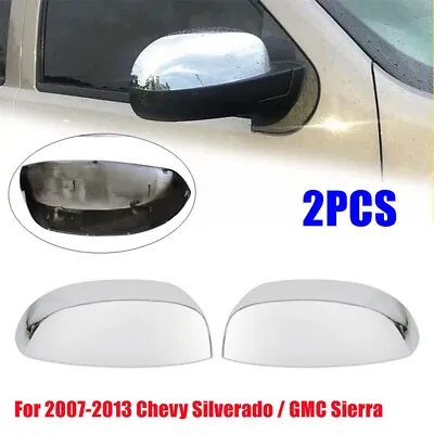 2PC Chrome Mirror Cover Caps For Silverado Tahoe Suburban GMC Sierra Yukon 07-14 • $23.98