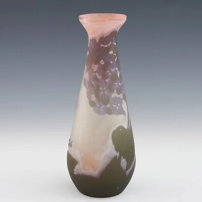 Galle Acid Cameo Hydrangeas Baluster Shape Glass Vase C1910 • £815