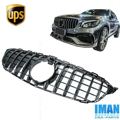 Black GT R Style Grill With Camera Grille For Mercedes W205 C250 C300 C350 2015+ • $55.99