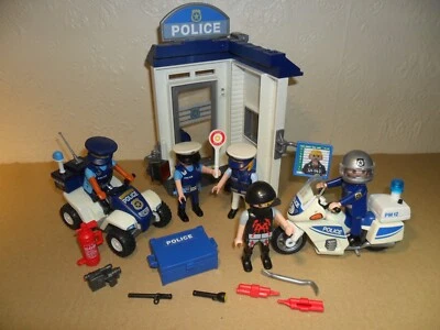 PLAYMOBIL POLICE SET (MotorbikeStationQuad BikeFiguresPeopleAccessories) • £9.99
