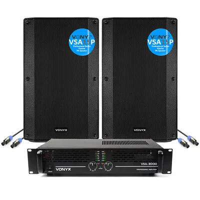 VSA 15  PA Speakers With Amplifier 2000w Power Mobile Disco DJ Sound System • £619