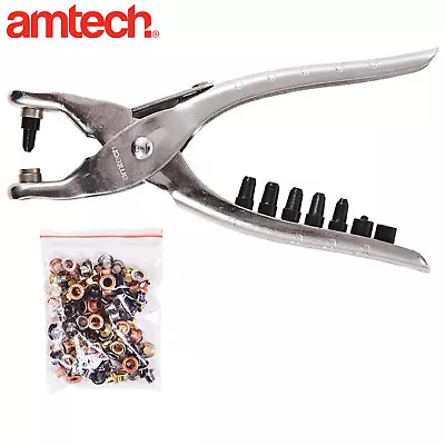 AMTECH Interchangable Leather Punch Plier 6 Size DIY EYELET Hole Puncher Tool UK • £11.29