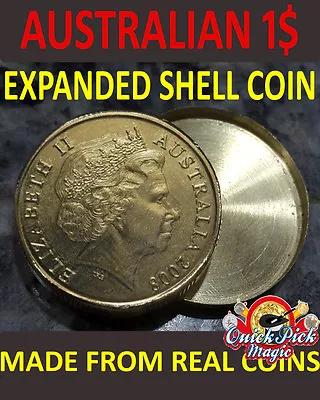 Australian Expanded Coin Shell 1$ Coin - Expanded Australian Dollar Coin Magic • £14.99