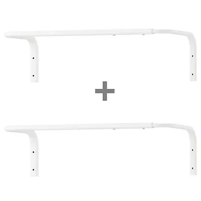 2x IKEA Wall Mounted Clothes Rail Adjustable Bar Hanging Rack White 60-90cm • £19.90