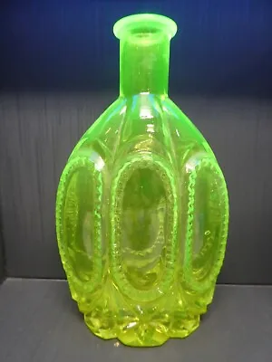 Vintage Art Deco Uranium Green Glass Bottle Decanter Cut Glass Decoration • $345