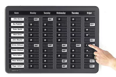 Week To View Staff In Out Attendance Board With 10 Staff Names • £97.20