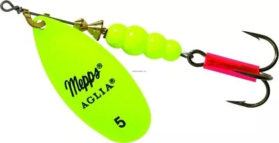 Mepps Aglia In-Line Spinner 1/2 Oz PlainTreble Hook Hot Chartreuse Blade B5 HC • $9.97