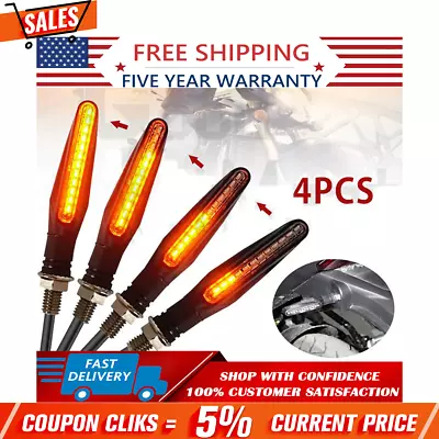 4X Motorcycle LED Turn Signal Lamp Amber Tail Light Sequential Flowing Indicator • $7.99