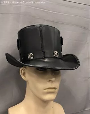 Black Leather Steampunk Top Hat For Men • $14.99