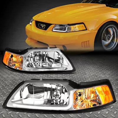 [led Drl]for 1999-2004 Ford Mustang Pair Chrome Housing Amber Corner Headlight • $114.88