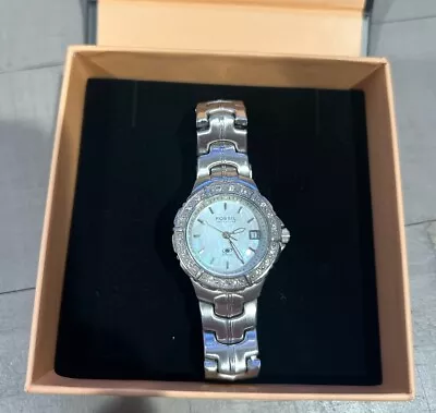 Fossil Blue AM-3756 Stainless Steel Women's Watch Silver White Jewels No Batt. • $59.68